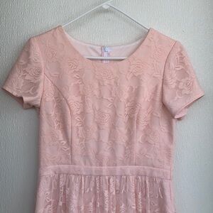 Mennonite Women’s Pink Lace Dress Homemade Amish Modest Fancy Vintage